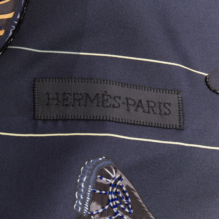 HERMES 2025 Tous en Selle embroidered scarf 90cm 100% silk applique beaded scarf