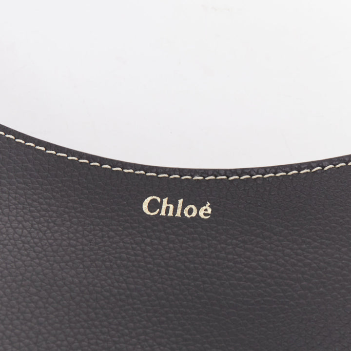 CHLOE Darryl Hobo black pebbled leather braided side shoulder bag