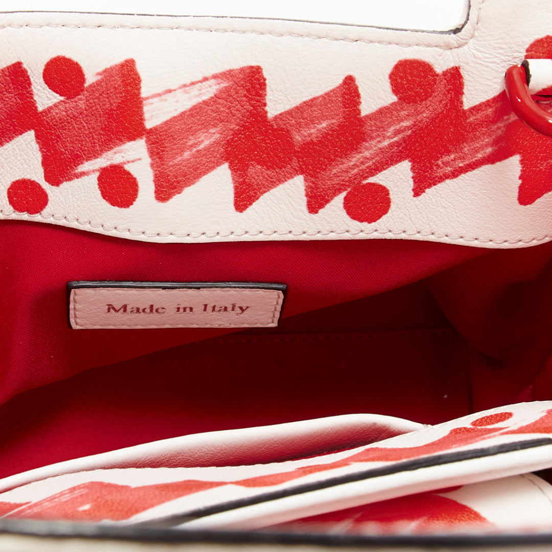 MOSCHINO Jeremy Scott 2019 Runway red white scribble marker crossbody bag