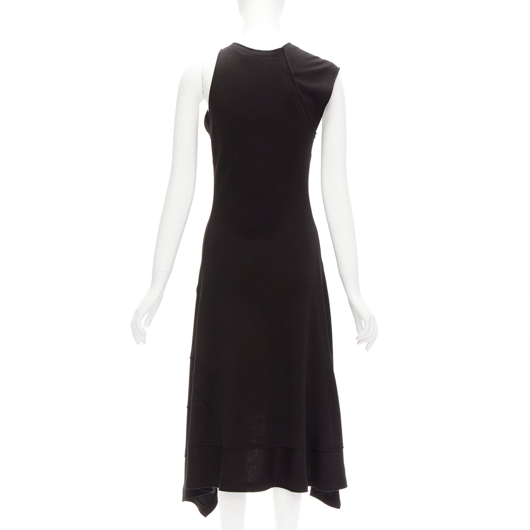 PROENZA SCHOULER black wool blend asymmetric bias cut knitted dress US2 S