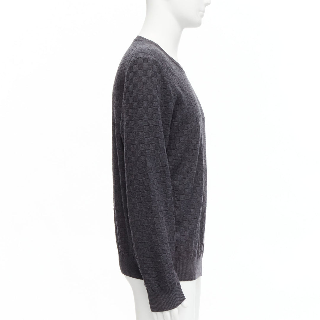 Male mannequin wearing Louis Vuitton Grey Wool Men Sweater in Size  L | Available at JHROP