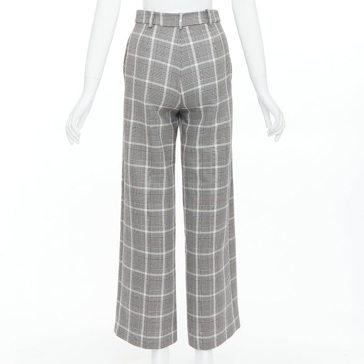 STELLA MCCARTNEY grey white houndstooth checkered wide leg pants IT36 XXS