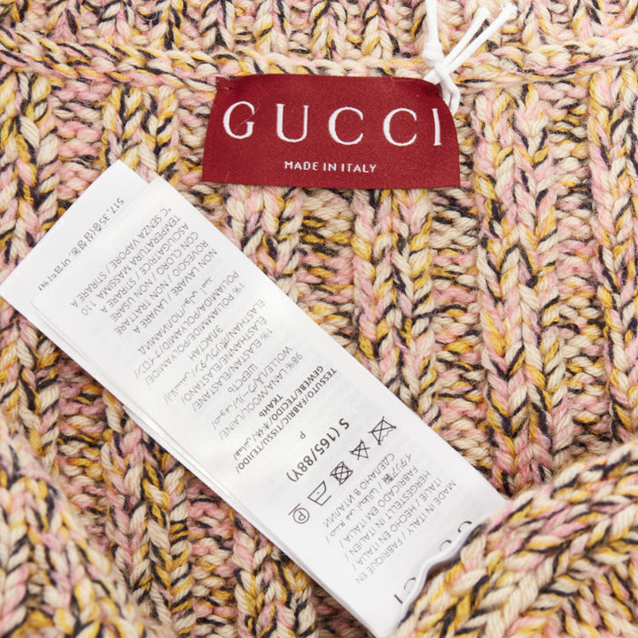GUCCI 2024 pink marl chunky wool blend knit scoop neck tank tunic S