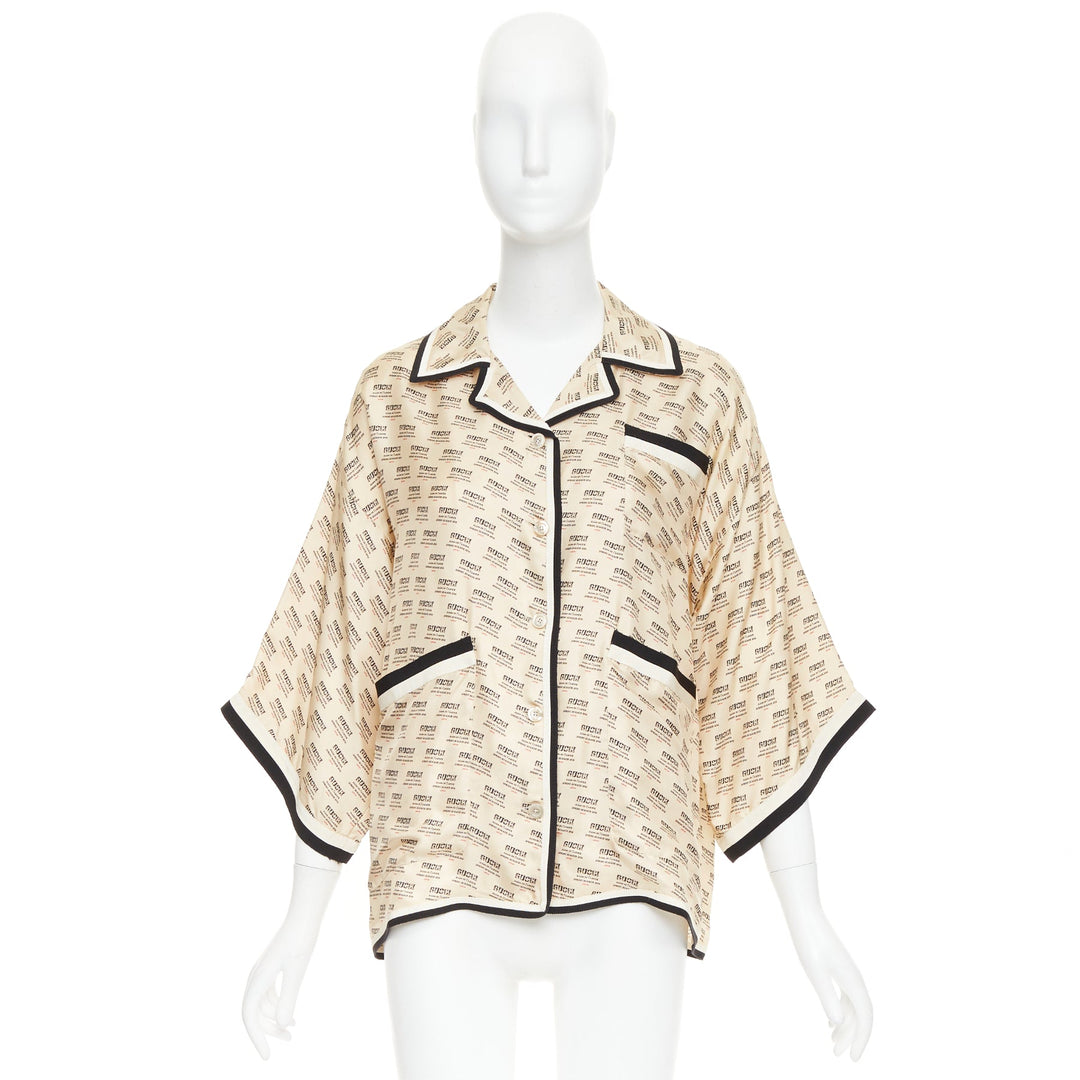 GUCCI GARDEN 2018 Guccify silk beige invite stamp print monogram pajama sh
