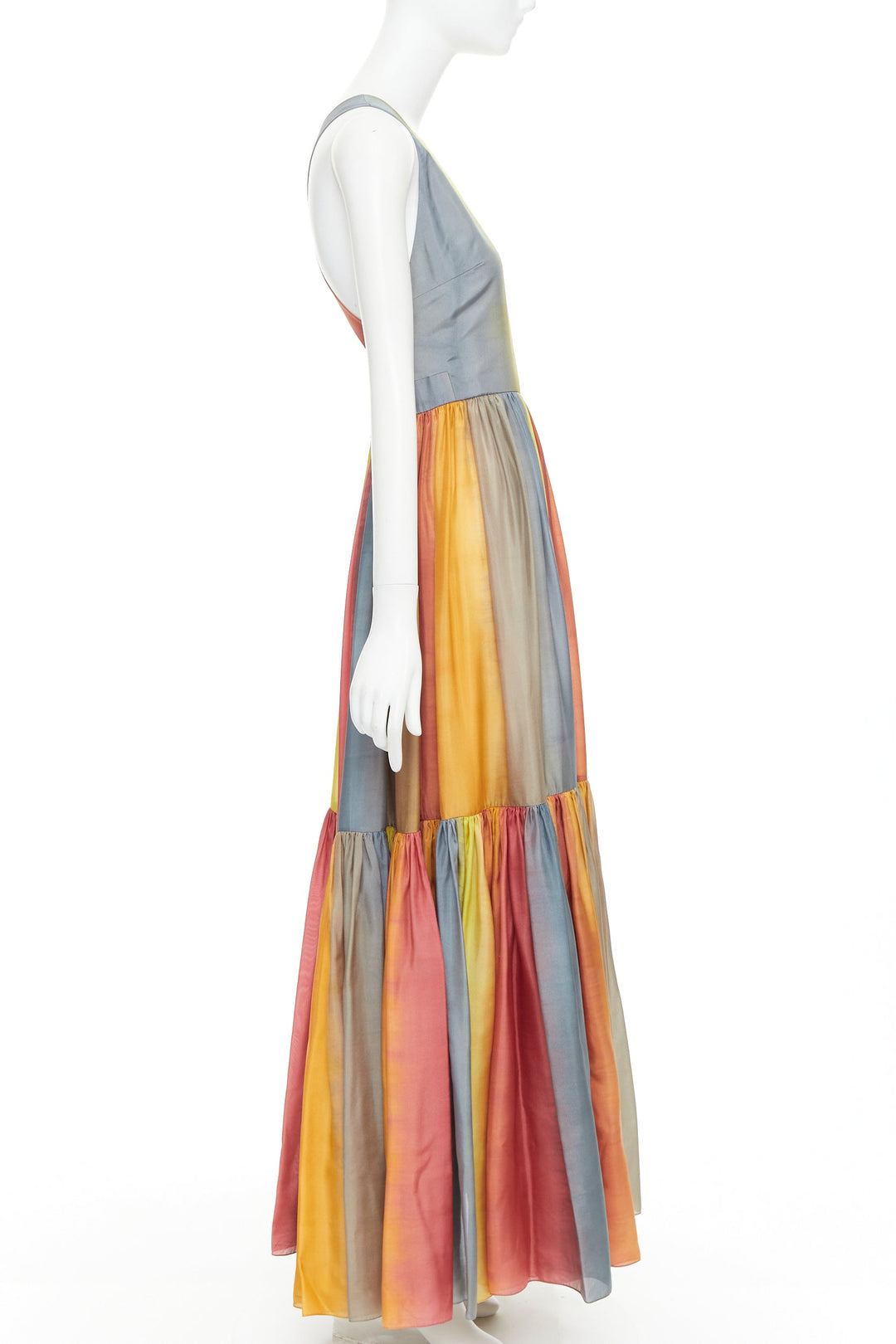 CHRISTIAN DIOR 2022 Runway Maria Grazia Chiuri rainbow silk tie dye dress FR38 M