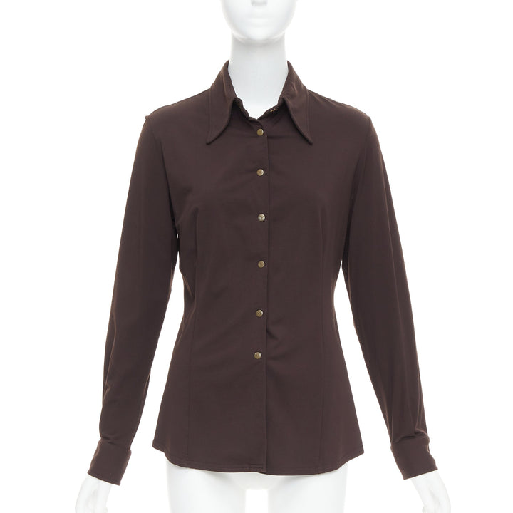 FENDI Jeans Vintage brown FF logo buttons fitted long sleeves shirt