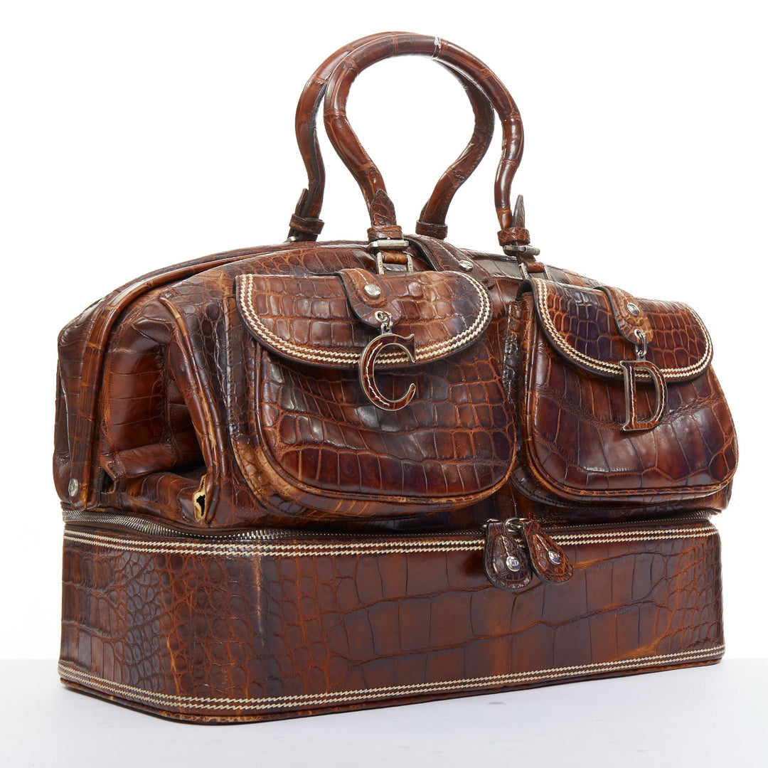 rare DIOR John Galliano 2005 Runway Limited Voyage scaled leather bag