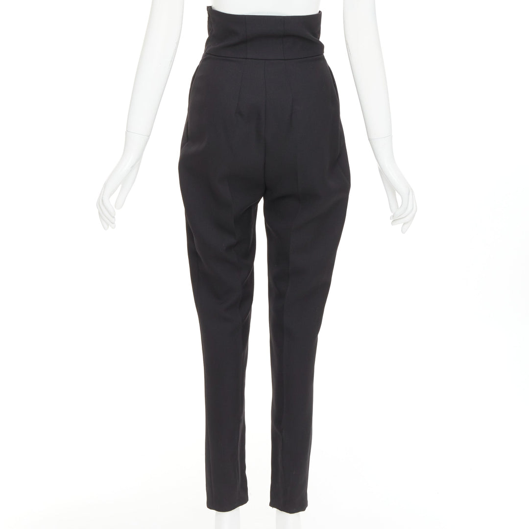 ALEXANDRE VAUTHIER COUTURE black crepe high waisted waistband harem pants