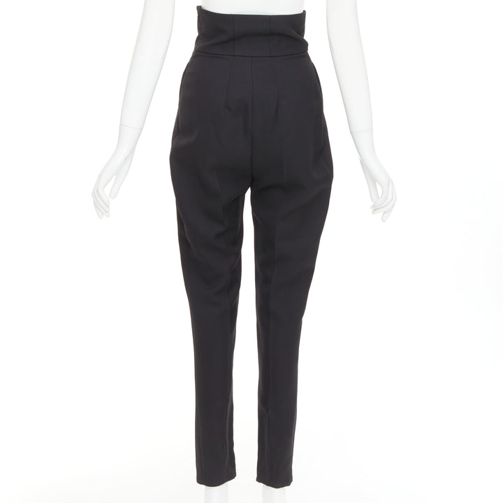 ALEXANDRE VAUTHIER COUTURE black crepe high waisted waistband harem pants