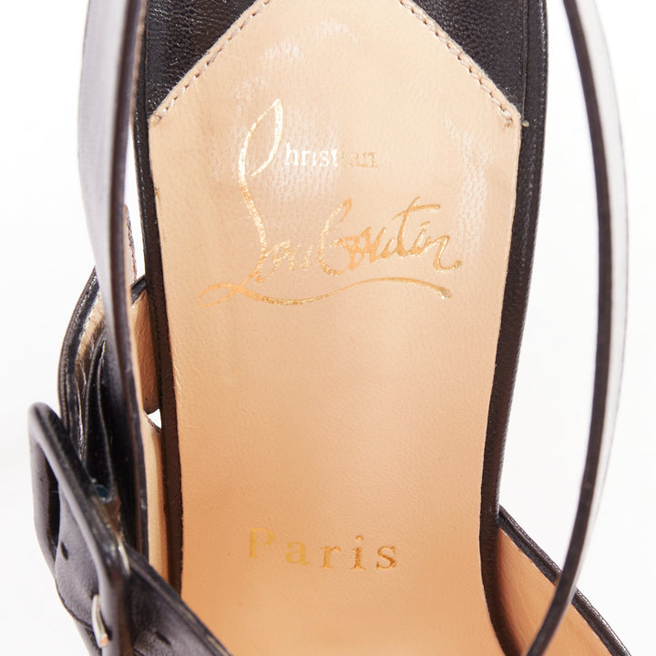 CHRISTIAN LOUBOUTIN Miyousra 100 black goat skin buckle D'Orsay pumps EU37.5