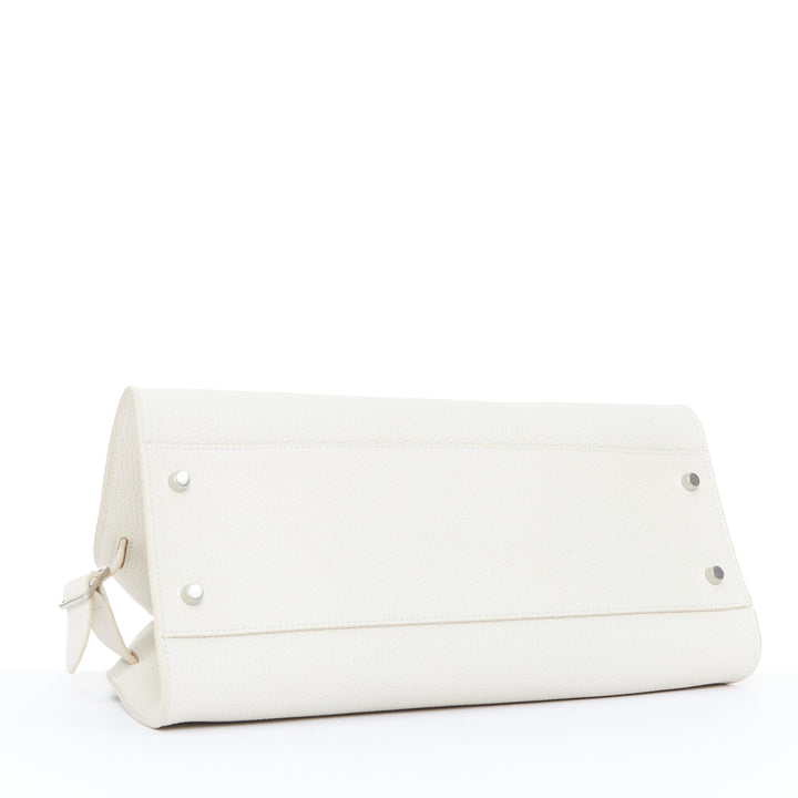 THE ROW 2024 Margaux Shoulder 12 ecru grained calfskin leather tote bag