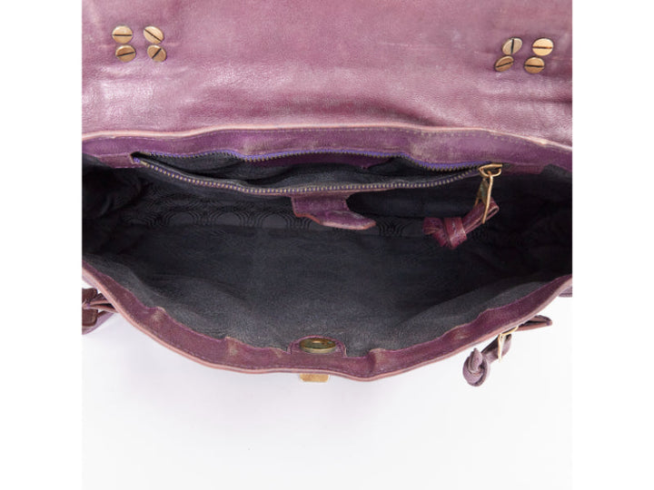 PROENZA SCHOULER PS1 Medium purple leather gold hardware flap satchel bag