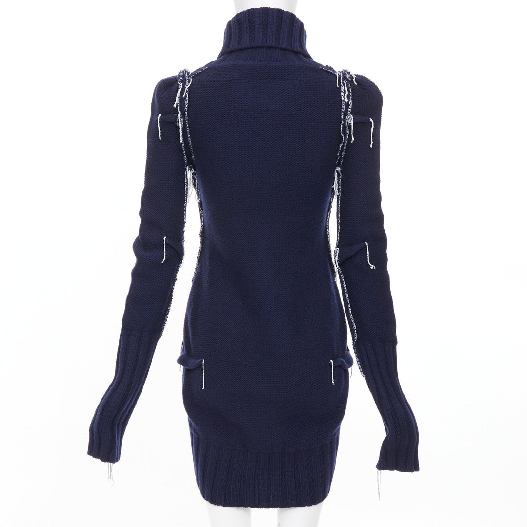 MAISON MARTIN MARGIELA H&M 2012 Re-Edition navy darted merino wool knit dress XS