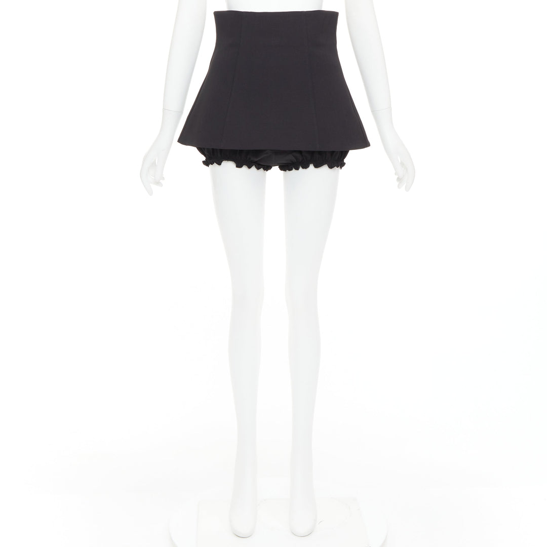 SHUSHU TONG Mini Culottes black high waisted layered ruffle shorts skirt UK8 S