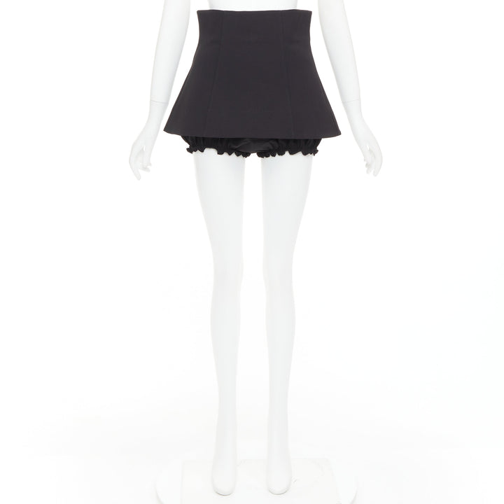 SHUSHU TONG Mini Culottes black high waisted layered ruffle shorts skirt UK8 S