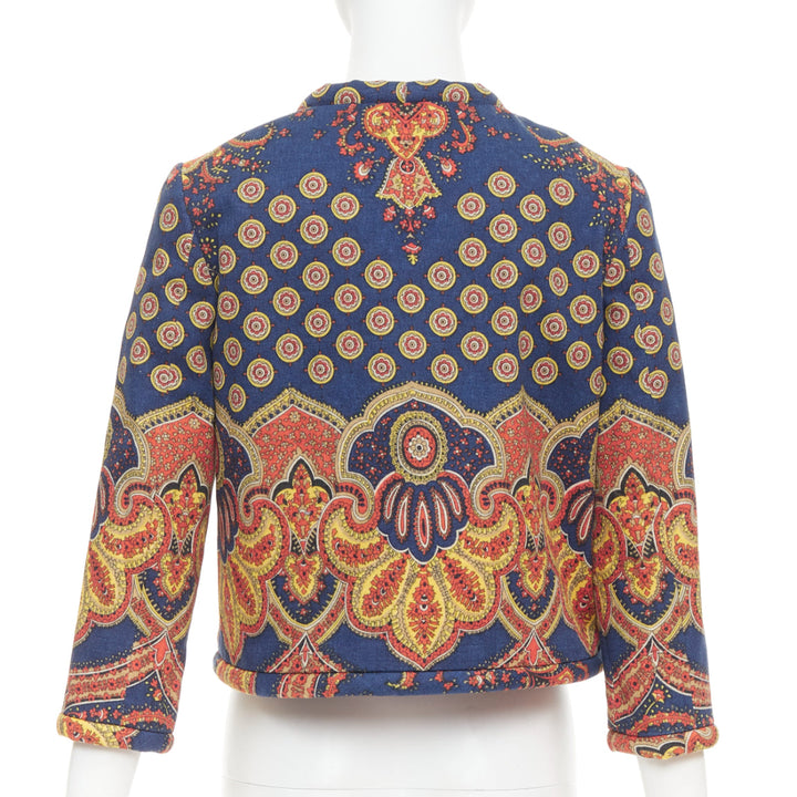 VALENTINO 2024 Paisley Medaglioni orange cotton gabardine cropped jacket IT40 S