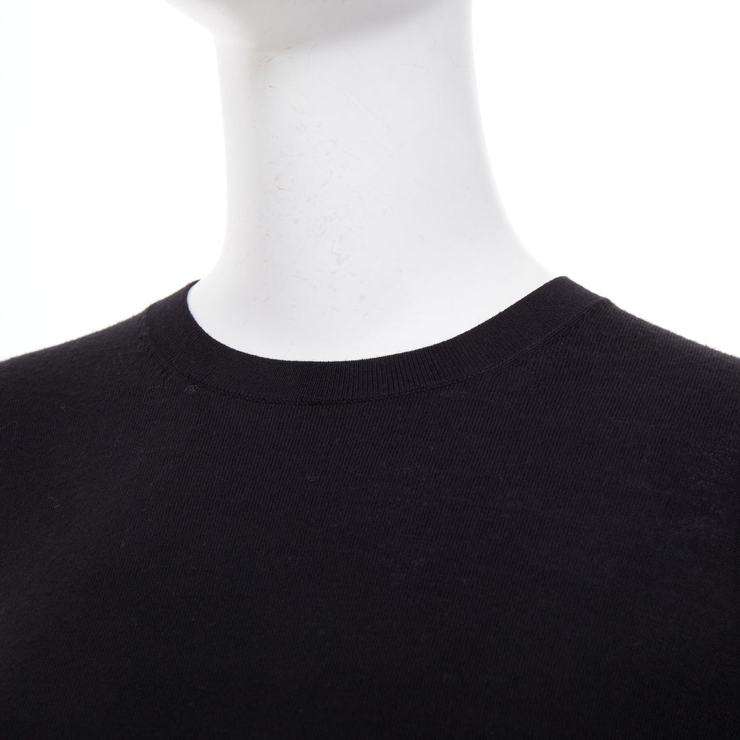 THEORY black wool blend fine knit long sleeve warm crew neck sweater P XS