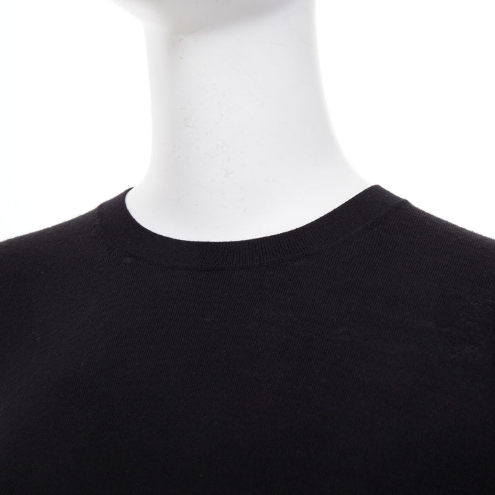 THEORY black wool blend fine knit long sleeve warm crew neck sweater P XS