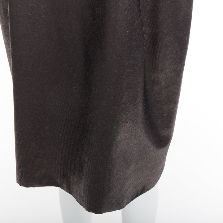 YVES SAINT LAURENT 2009 bronze metallic look V neck sheath dress FR40 S