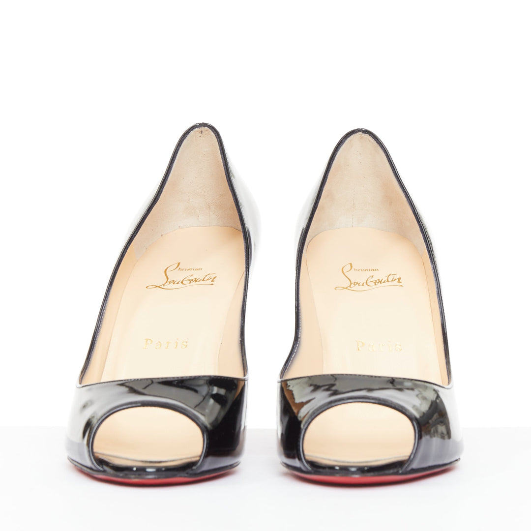 CHRISTIAN LOUBOUTIN You You 85 black patent leather peep toe heels EU37.5