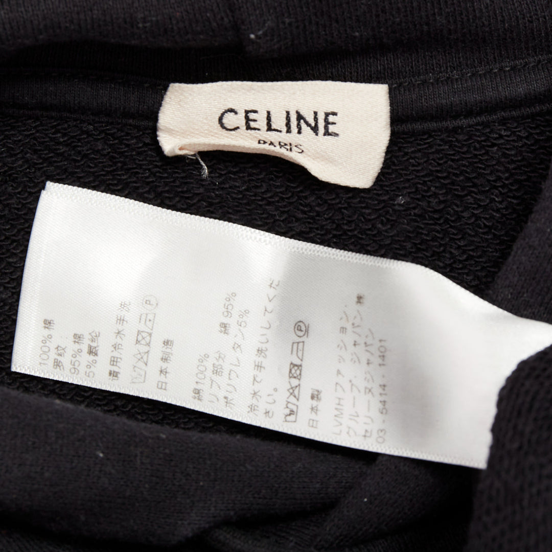 CELINE black cotton white logo address print cropped hoodie XS