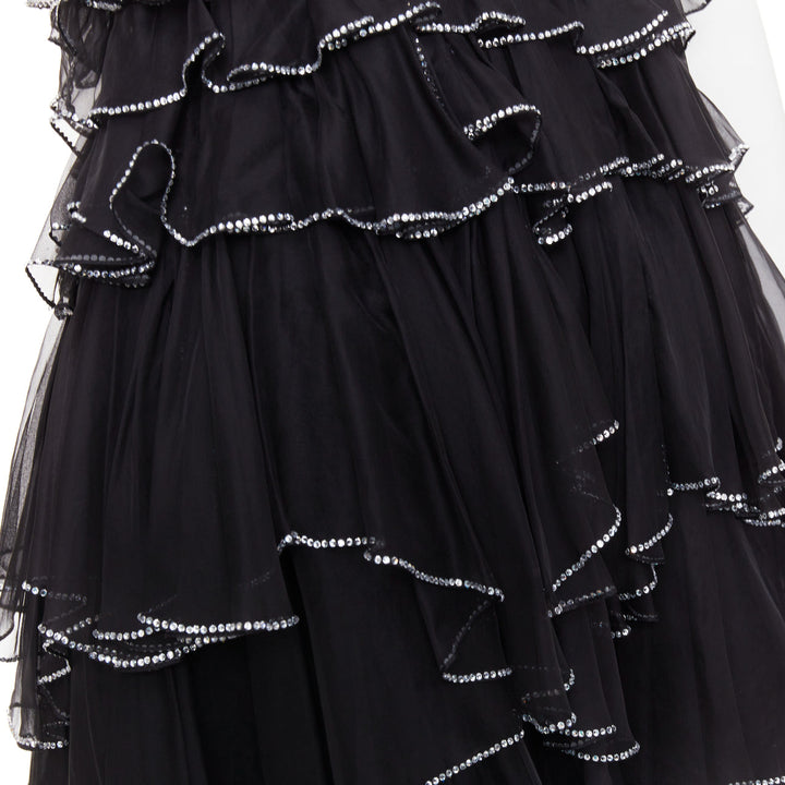 ALEXANDRE VAUTHIER COUTURE AW2018 Runway black crystal tier petal hi slit low g