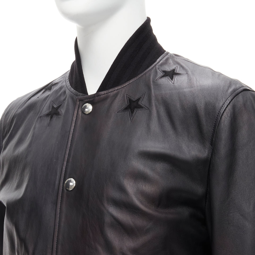 GIVENCHY Riccardo Tisci black signature stars lambskin leather bomber EU48 M
