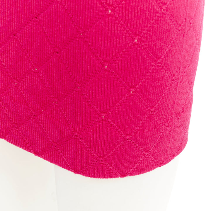 BALMAIN Embellished Knit Miniskirt pink gold button diamond quilted skirt FR36 S