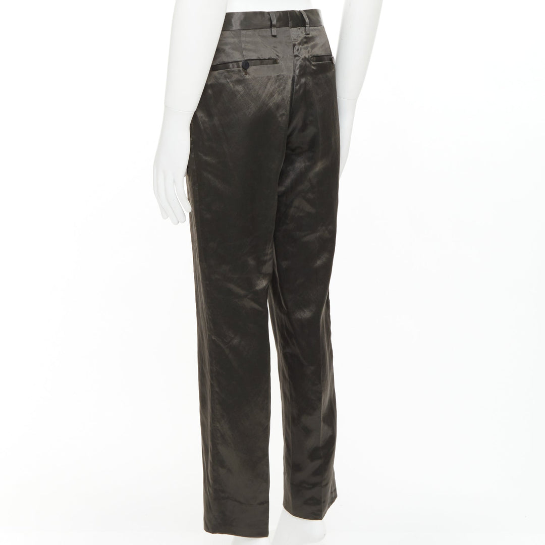 LANVIN bronze cupro blend silky high waist cropped dress wide pants FR46 S