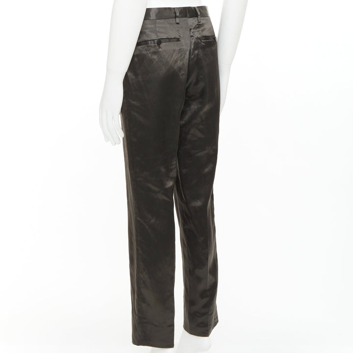 LANVIN bronze cupro blend silky high waist cropped dress wide pants FR46 S