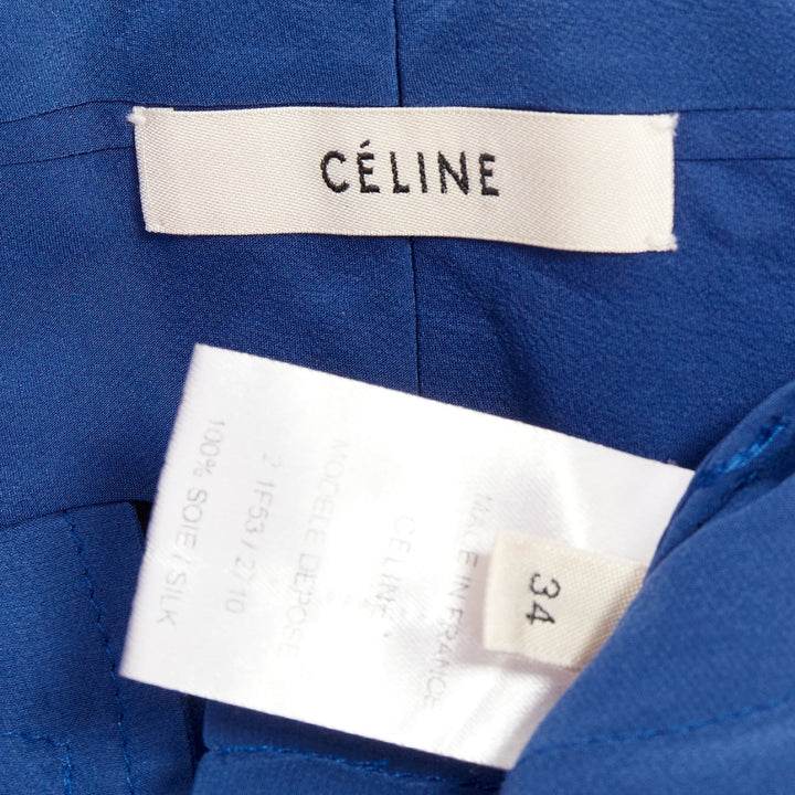 OLD CELINE Phoebe Philo French blue silky half zip tapered pants FR34 XS