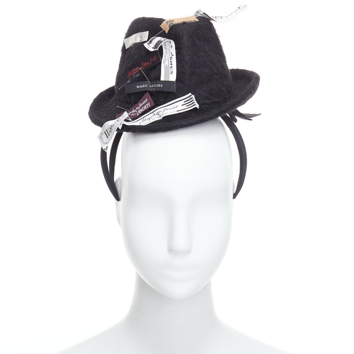 rare STEPHEN JONES MILLINERY 2008 PLU melusine mini trilby multi label top hat