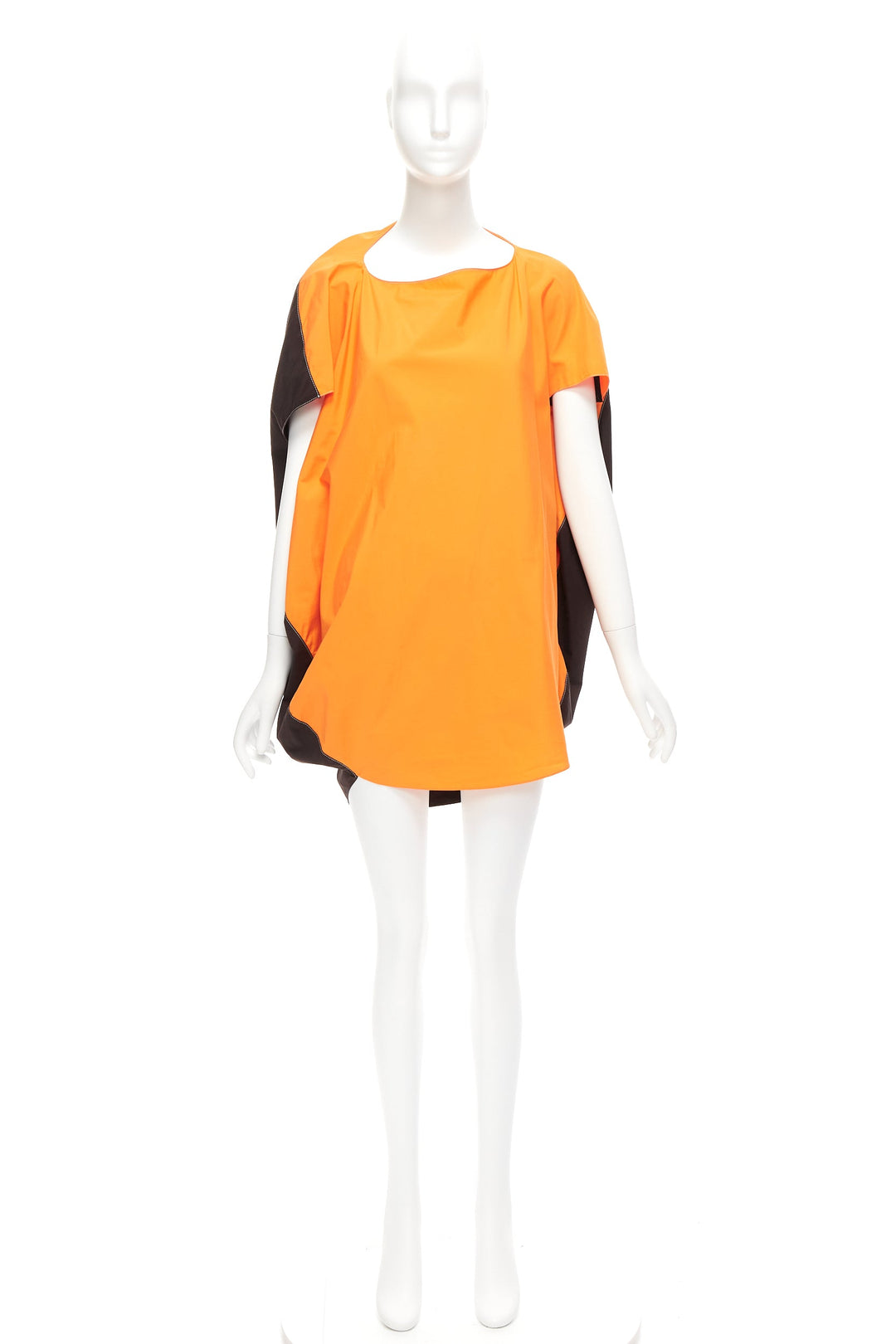 MARNI orange front brown cocoon back 3D cut mini dress IT36 XS