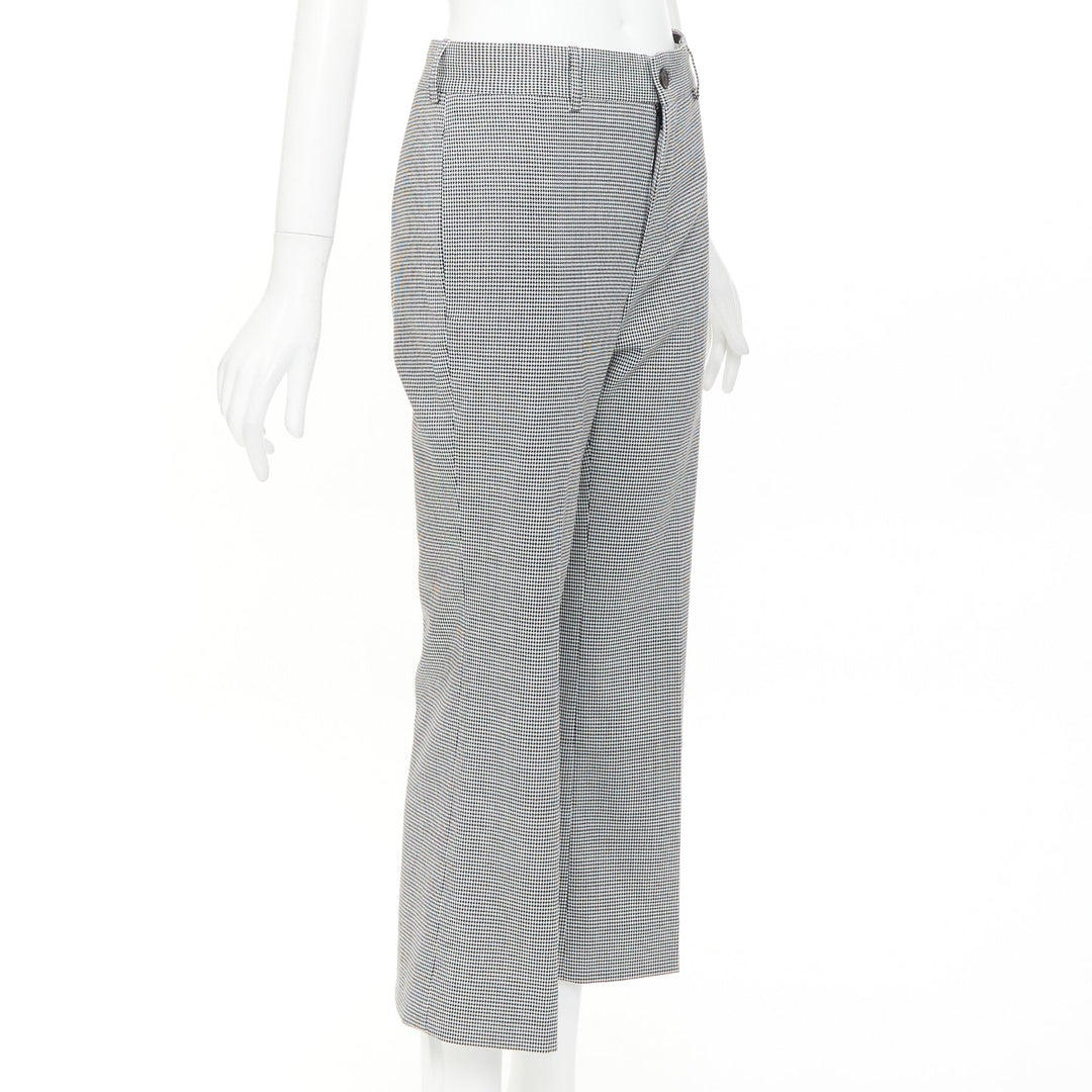 BALENCIAGA 2018 grey wool houndstooth mid waist pleated cropped pants FR36 S