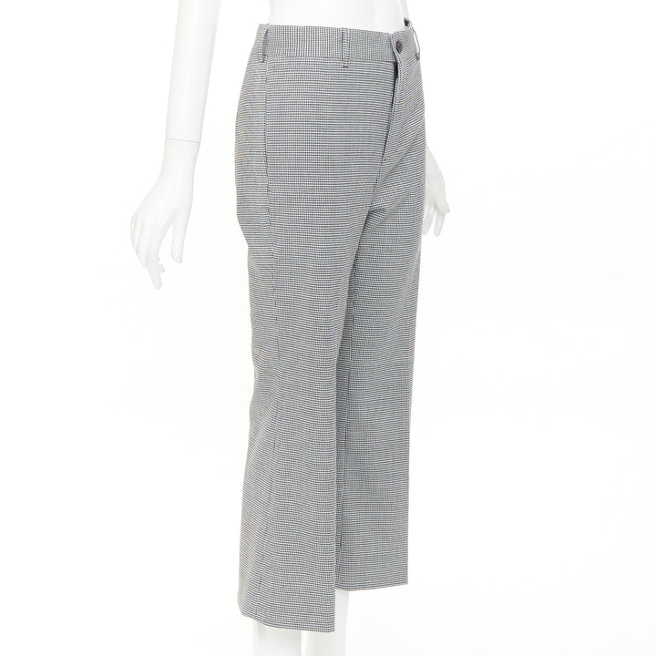BALENCIAGA 2018 grey wool houndstooth mid waist pleated cropped pants FR36 S