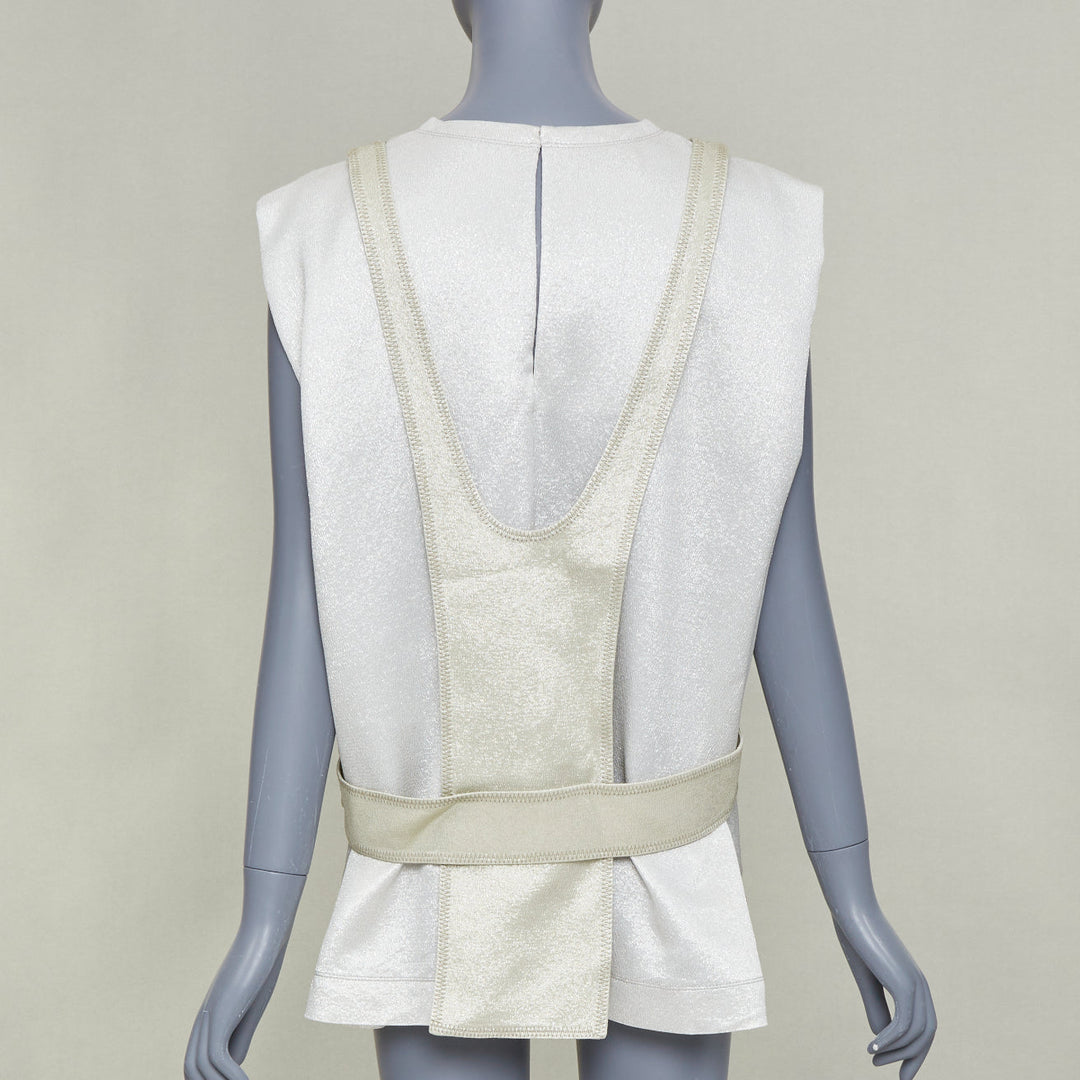 VALENTINO metallic silver green contrast bodice layered sleeveless top IT40 S