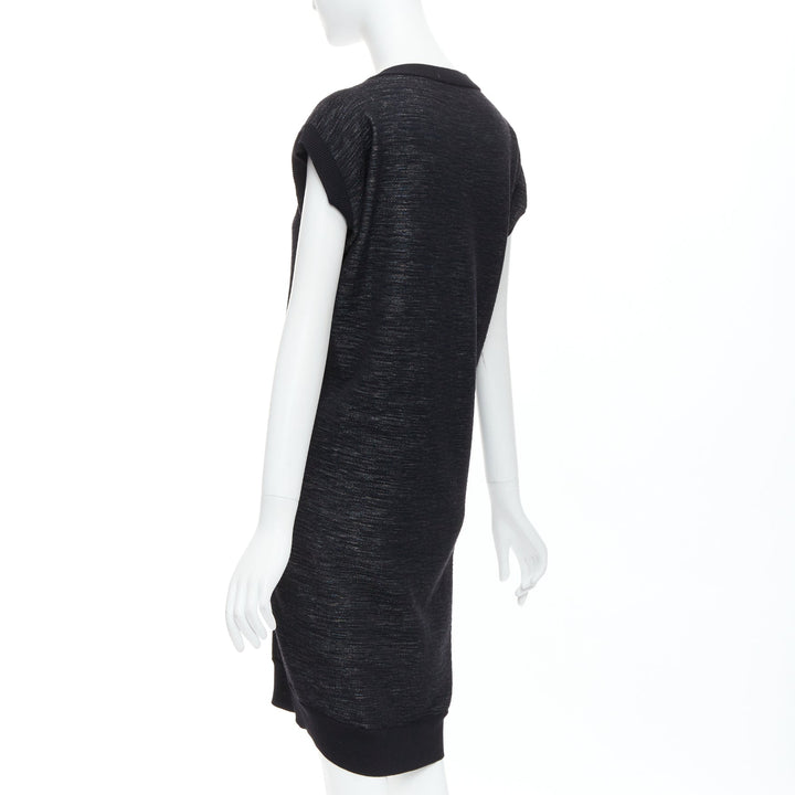 YVES SAINT LAURENT black superfine merino wool 140 batwing dress S