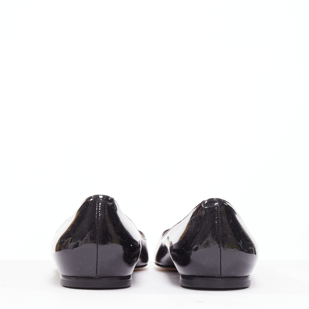 JIMMY CHOO black patent leather pointed toes flat shoes EU37