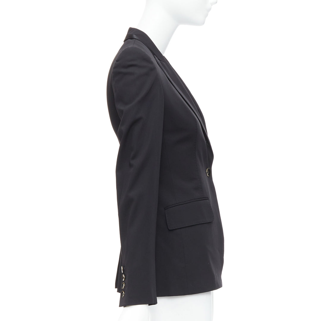 STELLA MCCARTNEY 2008 black wool blend peak collar blazer IT36 XXS