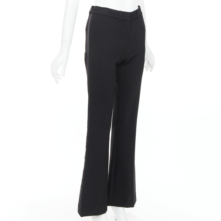VVB VICTORIA BECKHAM black mid waist flare wide leg trousers UK6 XS