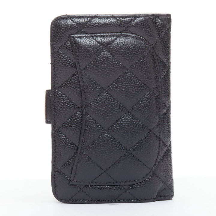 CHANEL Classic Compact Bifold Wallet black quilted caviar gold hardware wallet