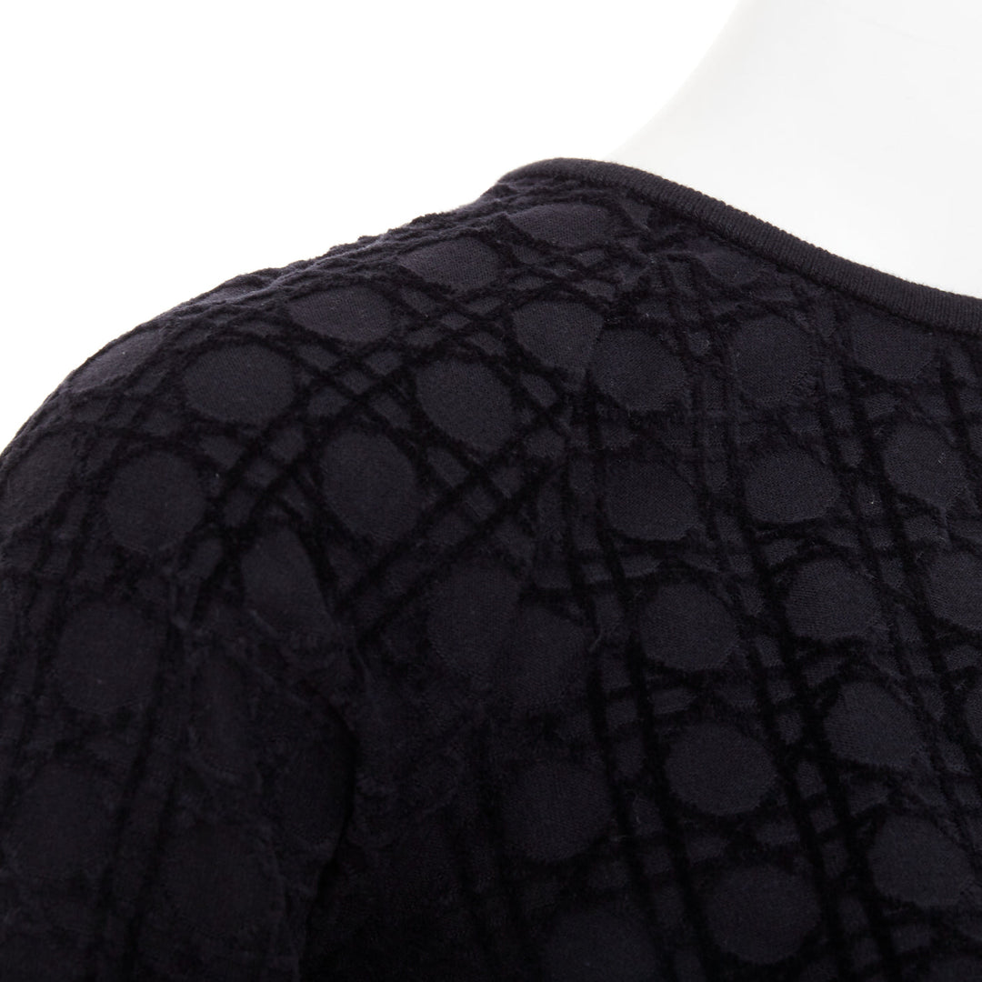 CHRISTIAN DIOR KIDS Diorissimo black cannage velvet cotton crop top 10Yrs XS