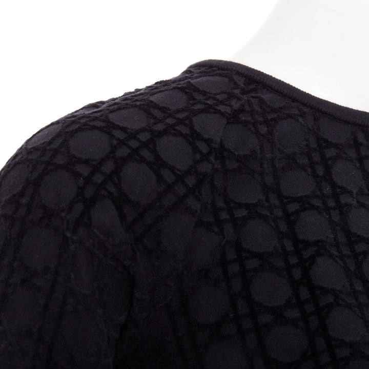 CHRISTIAN DIOR KIDS Diorissimo black cannage velvet cotton crop top 10Yrs XS