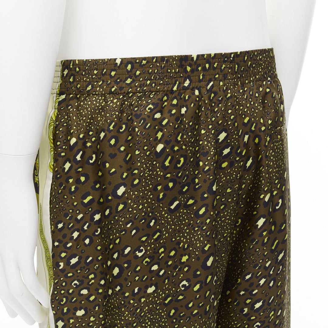 VERSACE Mosaic Barocco 2021 silk gold baroque leopard relaxed pants IT50 L