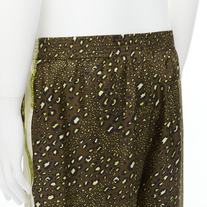 VERSACE Mosaic Barocco 2021 silk gold baroque leopard relaxed pants IT50 L