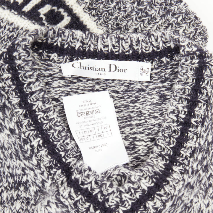 CHRISTIAN DIOR 2021 Signature Mariniere grey navy wool cashmere knitwear vest XS