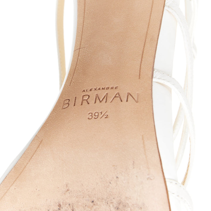 ALEXANDRE BIRMAN white leather caged strappy high heeled sandals EU39.5