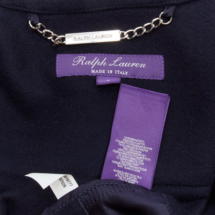 RALPH LAUREN Purple Label Fintona wool brown silver toggle buckle coat Size 6 M