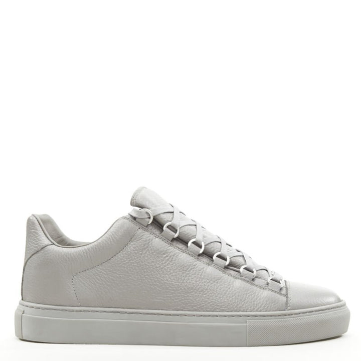 BALENCIAGA DEMNA Arena Pyrite Grey grained leather low sneakers EU45 US12