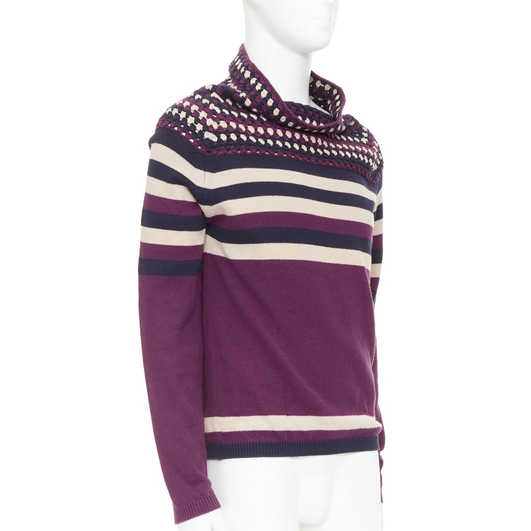 BURBERRY PRORSUM Christopher Bailey Runway purple bateau cowl collar sweater S